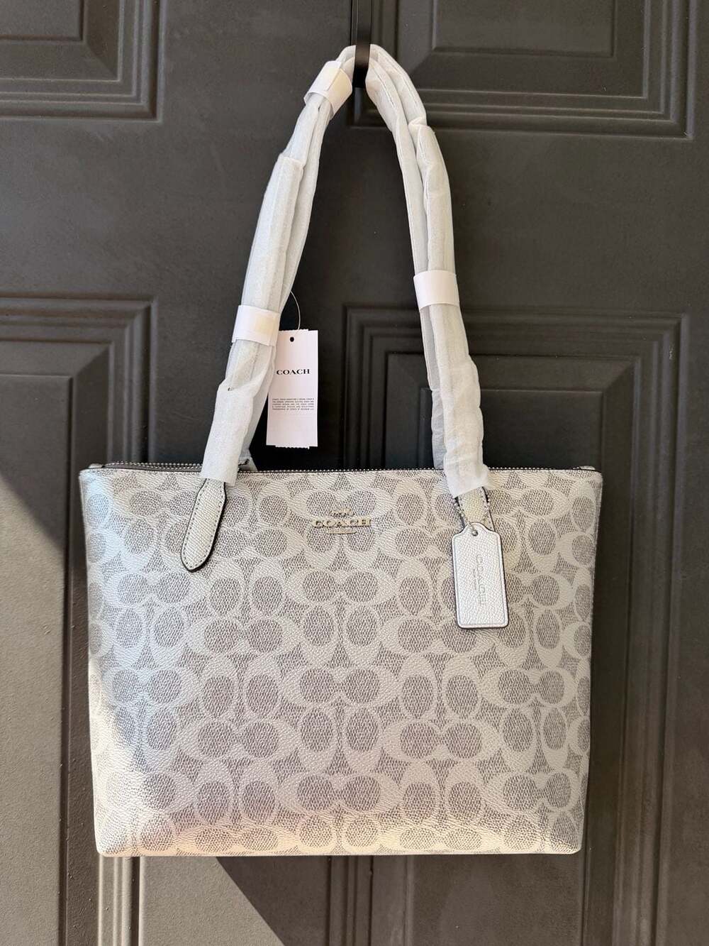 Coach MTL Sig Fiona Tote Bag CW396 SV/Gray/Silver New With Tags